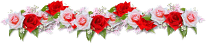 Густой красивый вензель из розовых и красных роз